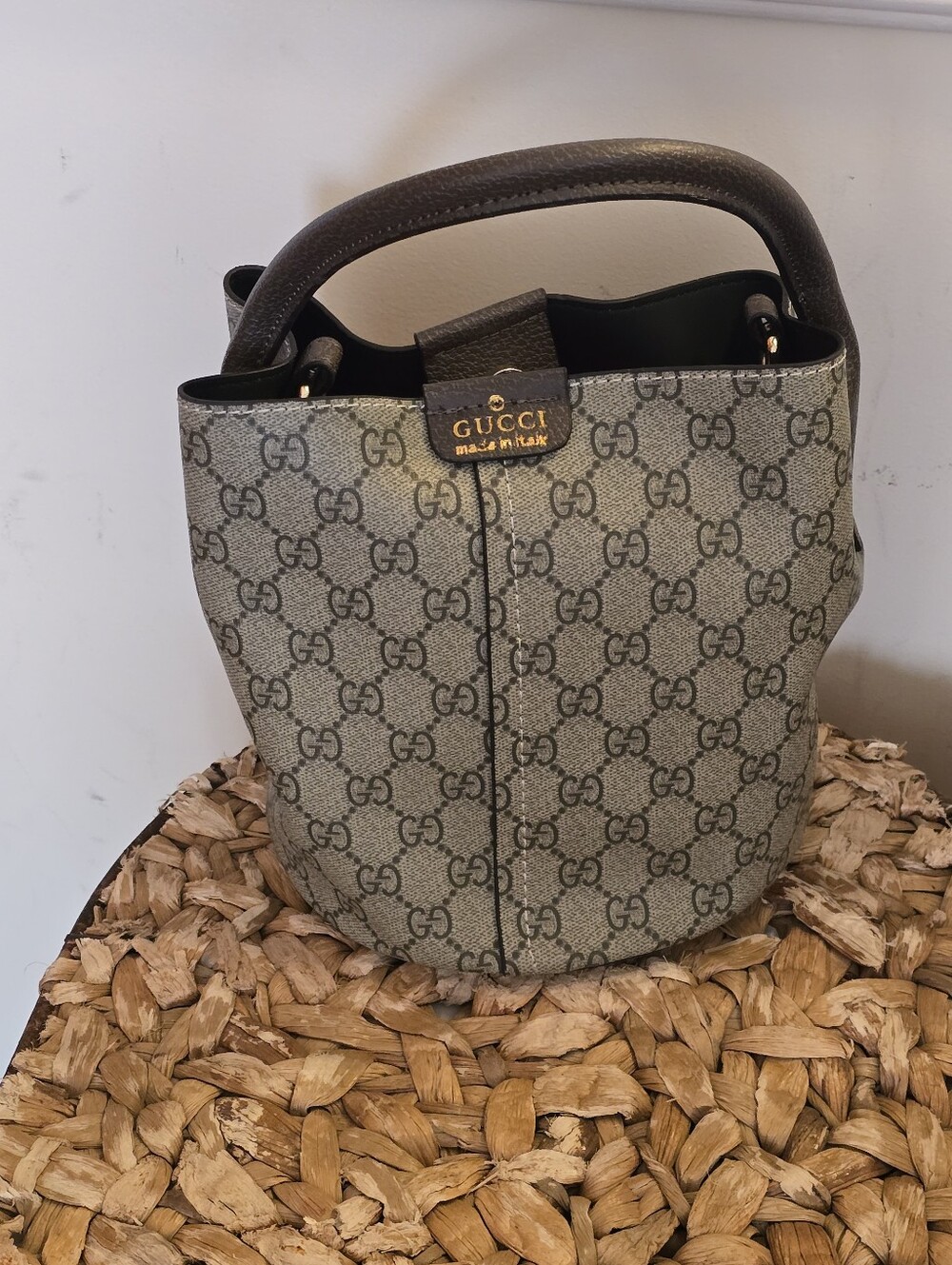 Gucci Brown & Beige GG Canvas Top-Handle Tote - Picture 2 of 5